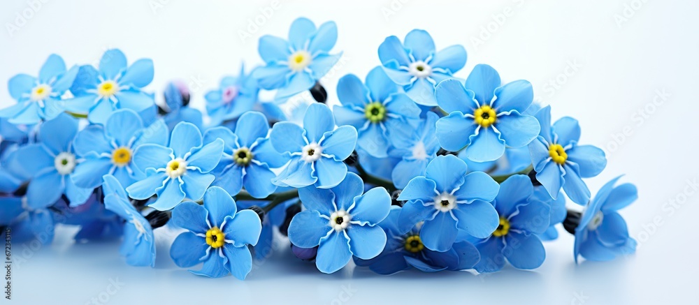 A magnified view of the Myosotis flower commonly known as forget me nots