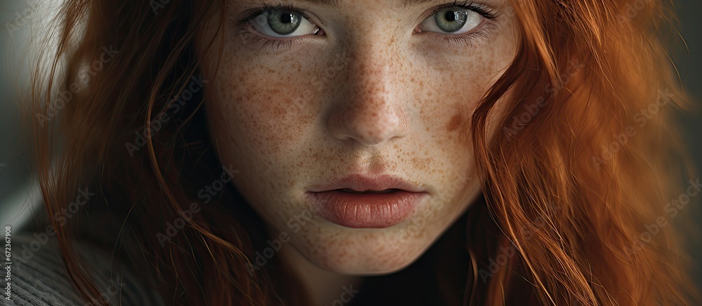 A girl adorned with freckles captured in a picture