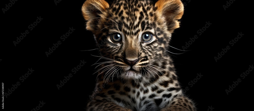 A direct stare from a young leopard scientifically known as Panthera pardus