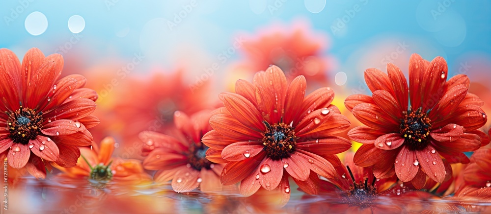 A close up of a bee collecting pollen on a gaillardia flower with vibrant petals in shades of yellow and red with the background