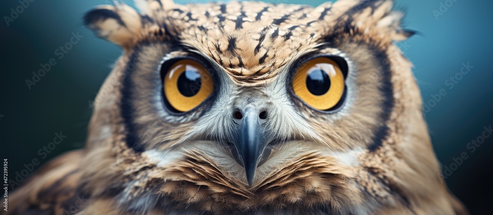 A camera capturing the gaze of a youthful owl