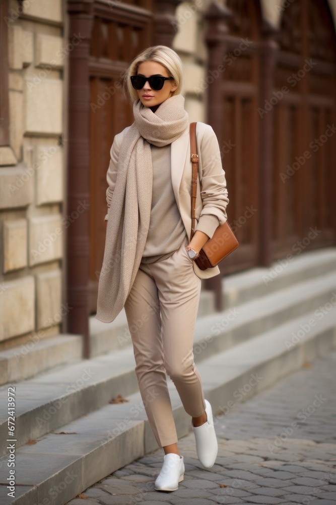 fashion winter outfits in beige colors