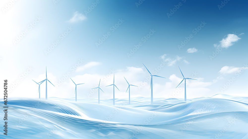 wind turbines in winter landscape