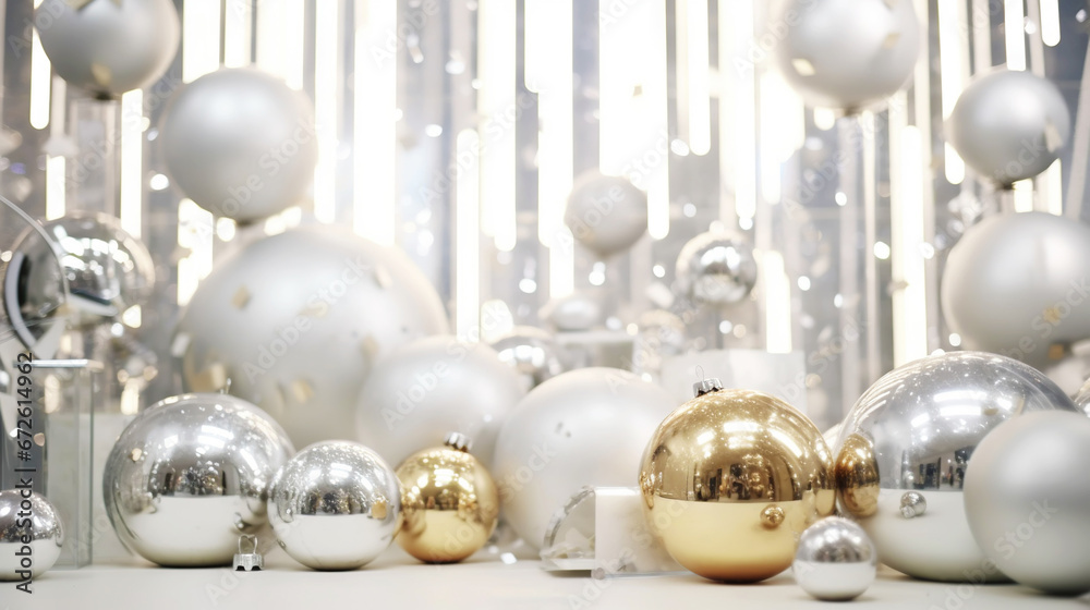 Modern shiny creative Christmas backdrop. Golden festive New Year background. Generative AI