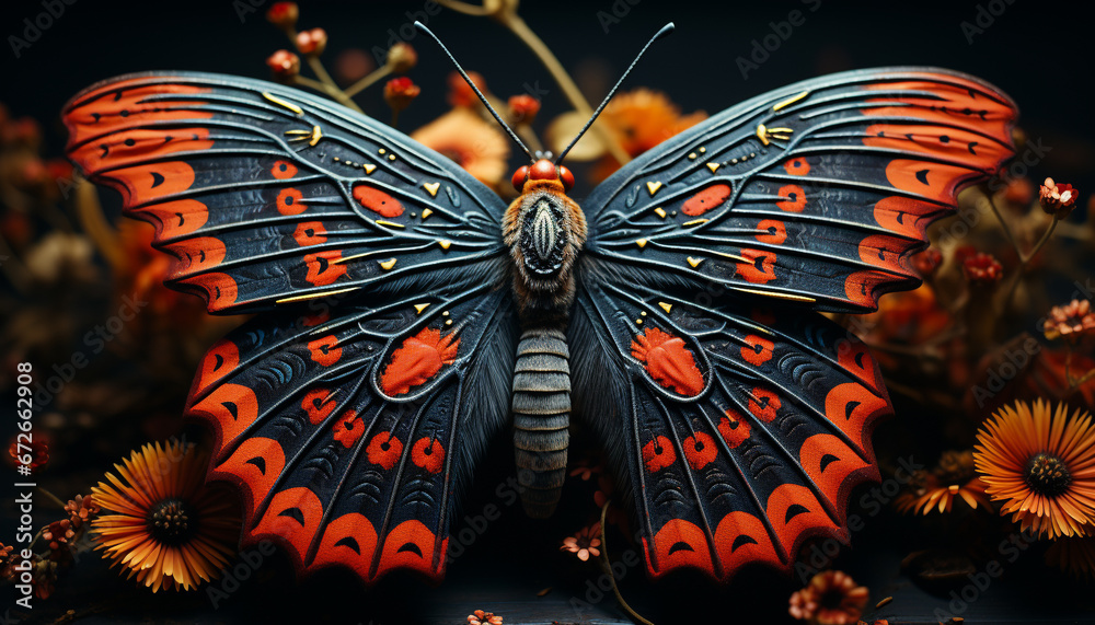 Vibrant colors showcase the beauty of nature ornate butterfly patterns generated by AI