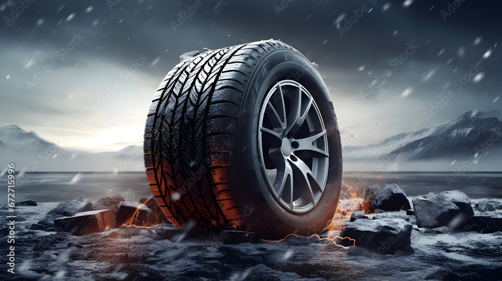 Mechanic repairing tire: Vulcanization, Tire Sales Worker Finishing Change of Car Wheels.