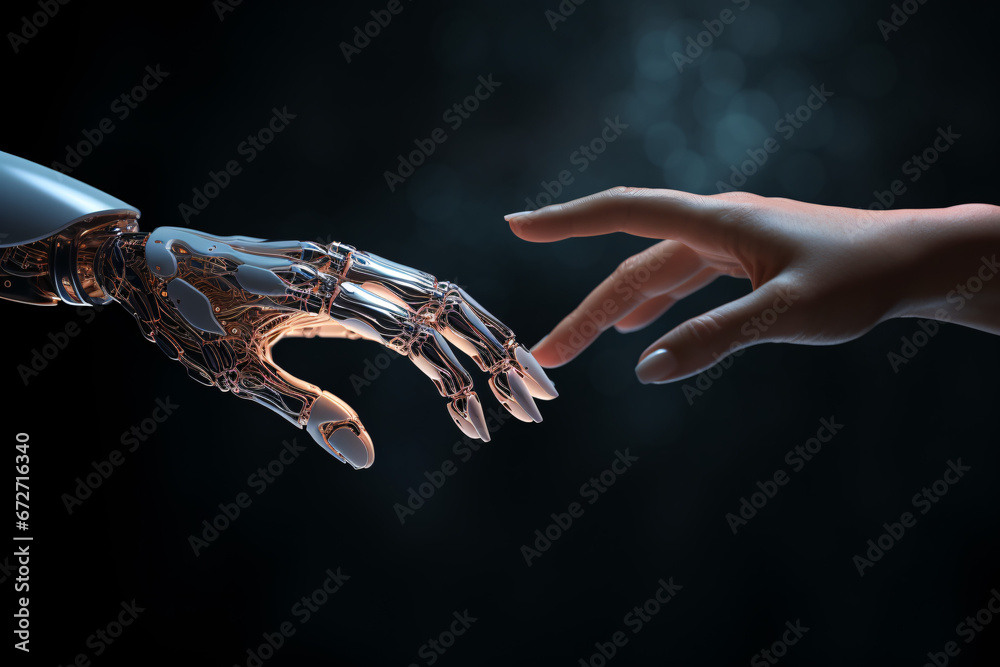 Human and robot hand