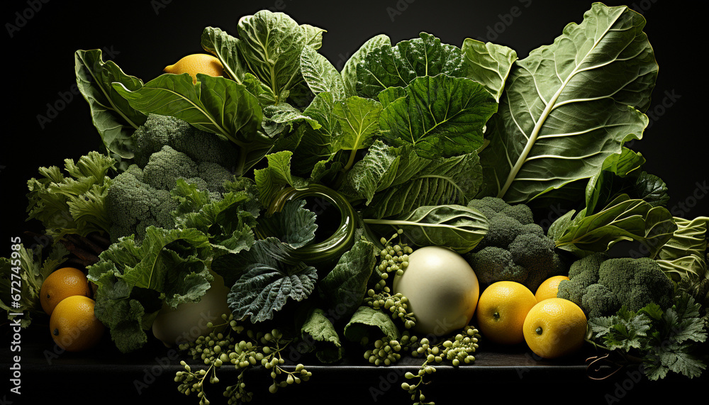 Fresh, healthy salad tomato, cauliflower, carrot, kale, broccoli, parsley generated by AI