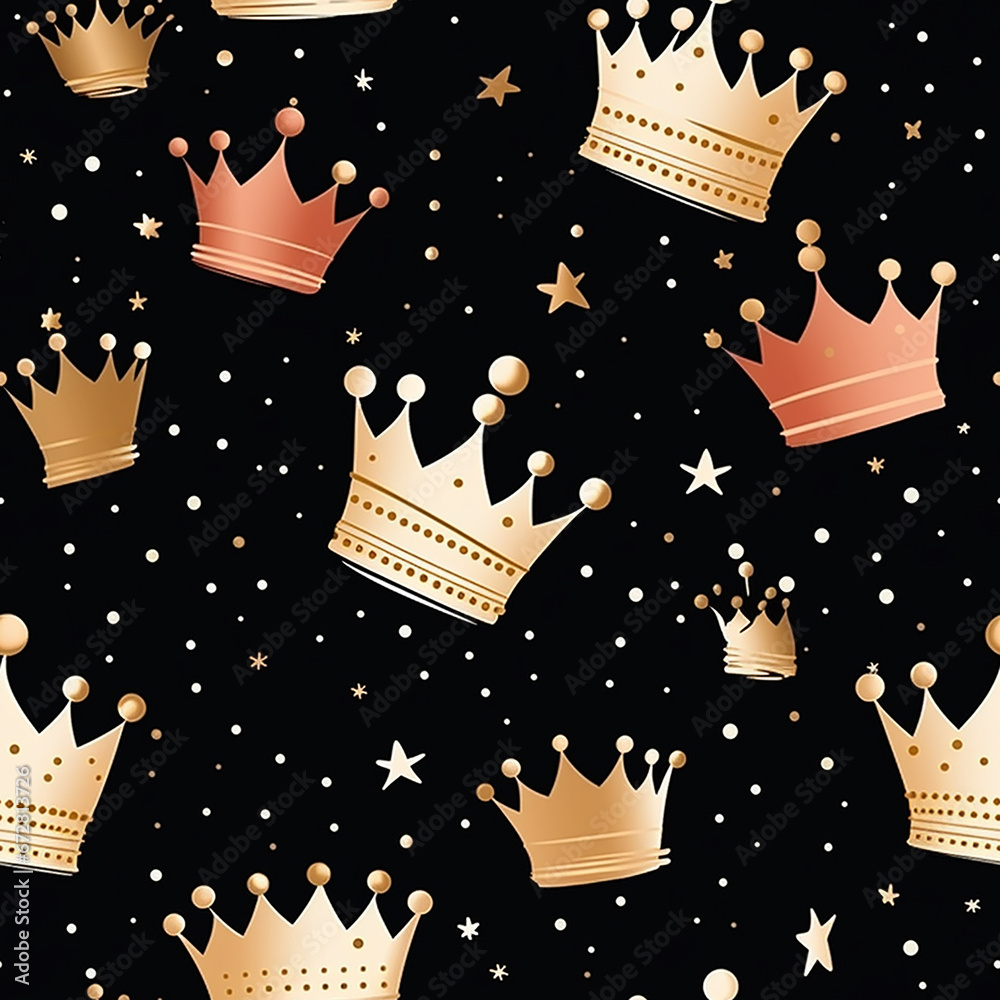 baby cute crowns background seamless pattern