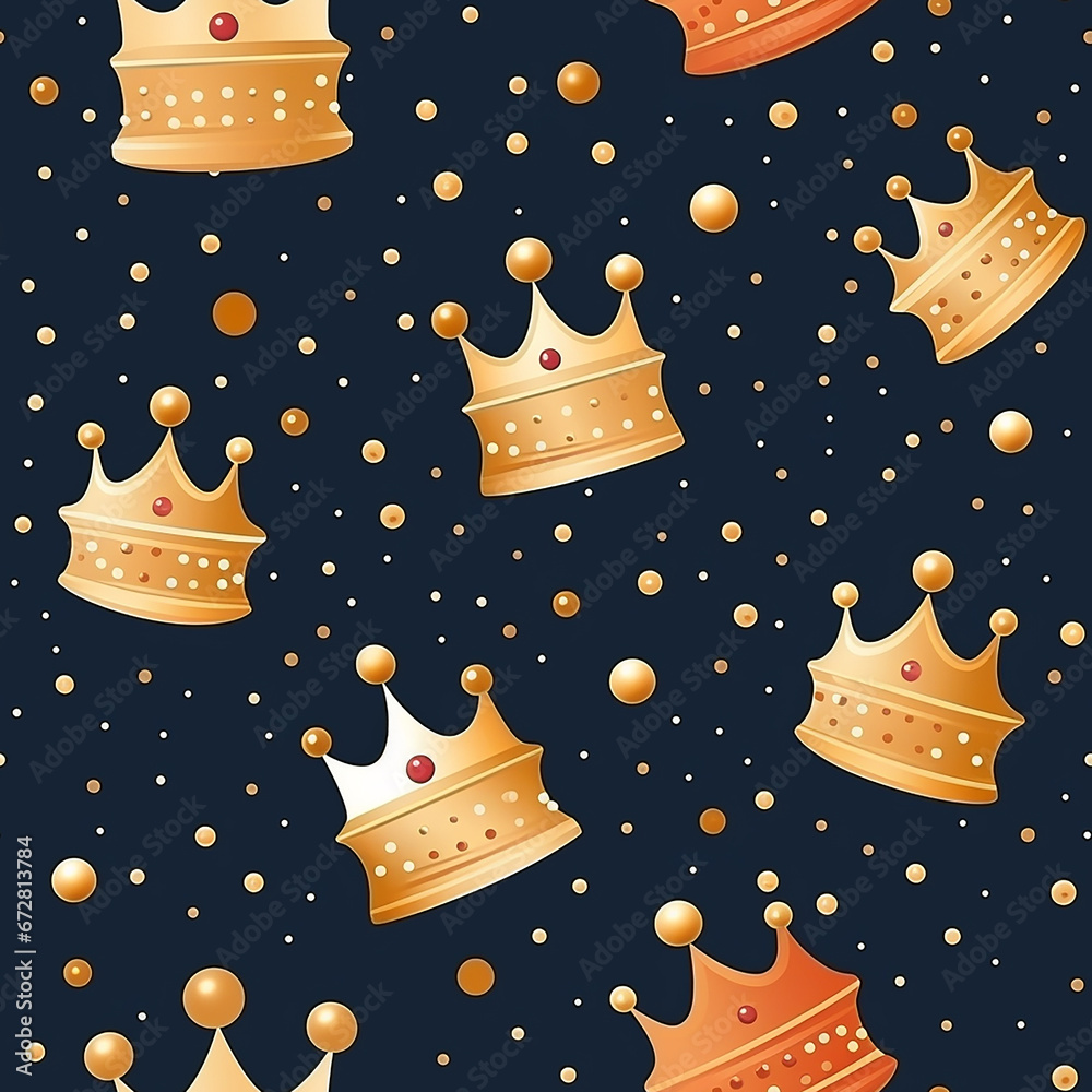 baby cute crowns background seamless pattern