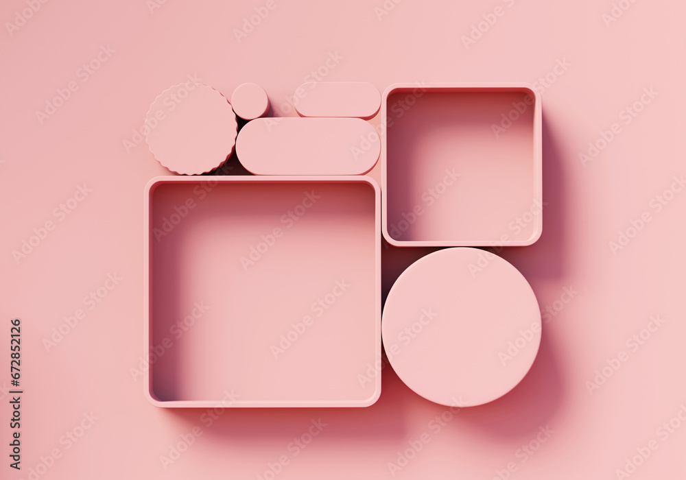 Abstract pink shelf showcase for product display 3d rendering background