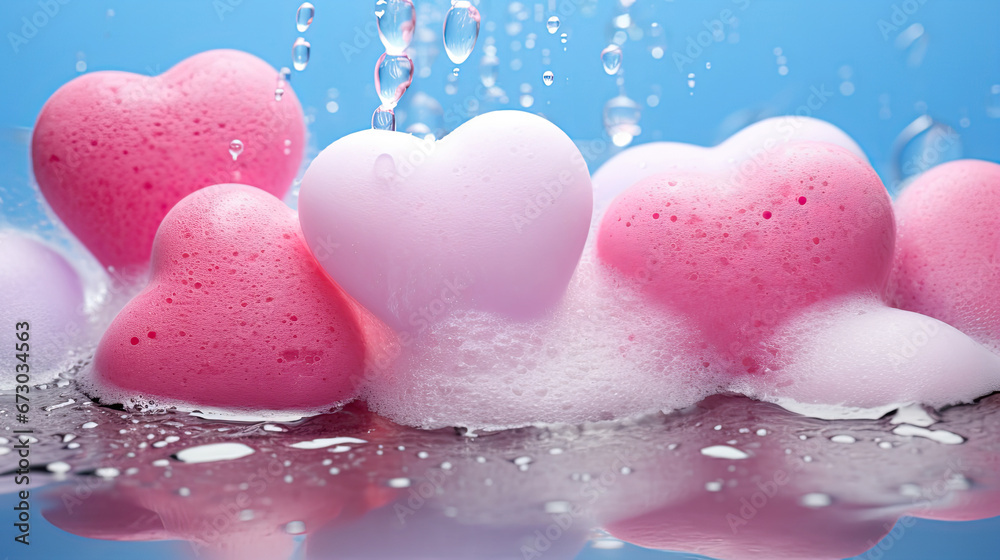 pink heart with bubbles