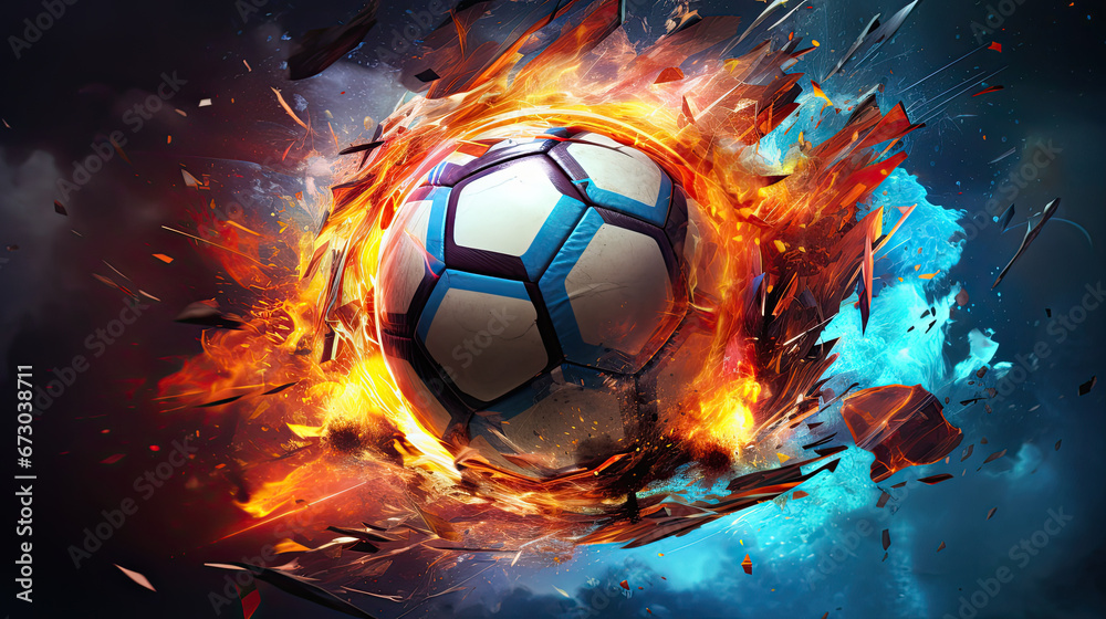 soccer ball with fire, soccer ball in action