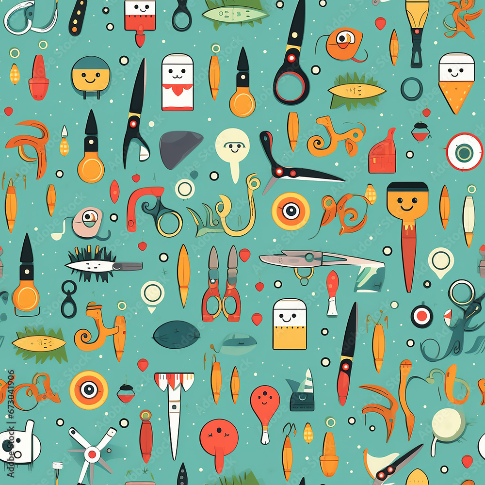 cartoon barber scissors background seamless pattern.