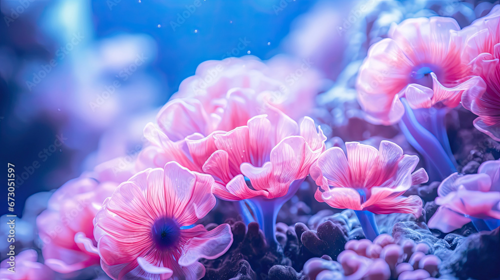 The soft coral diversity in the Pacific ocean, Underwater coral flowers