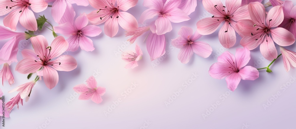 Photo manipulation to create a textured background using lily petals and geranium flowers with a designated area for incorporating text