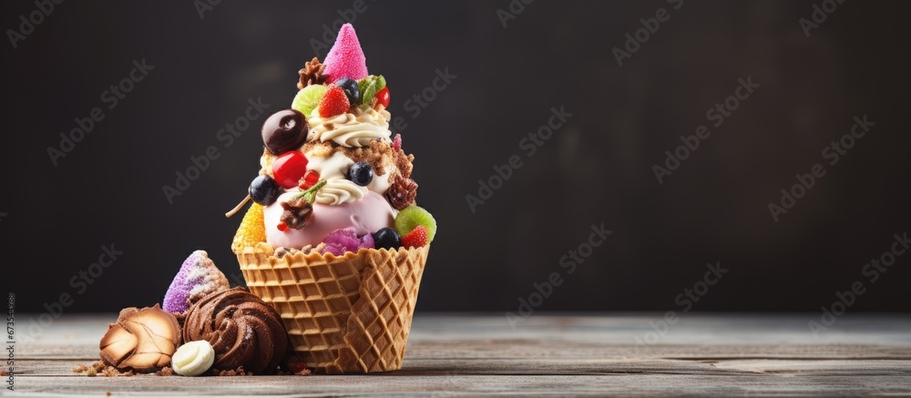 Home made cone filled with candy