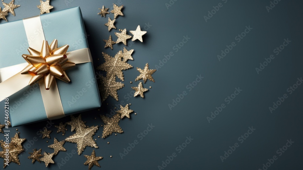 christmas box background with starry background