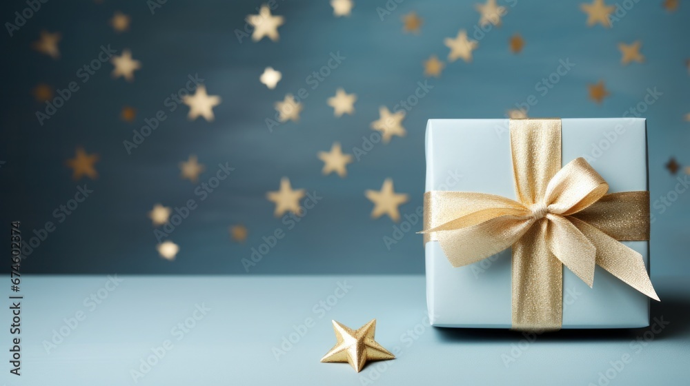 christmas box background with starry background