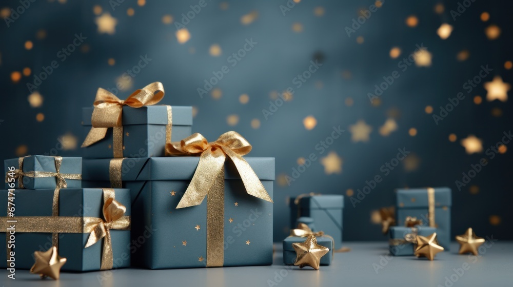 christmas box background with starry background