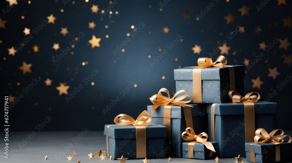 christmas box background with starry background