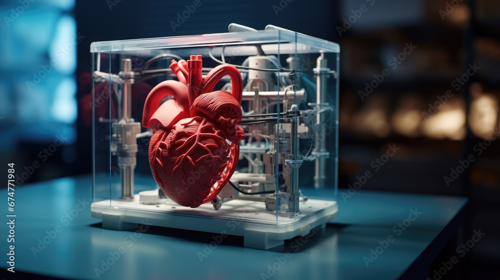 3D printed medical printer. Modern technologies in medicine and science. Printing human organs for operations and implantation. The concept of medicine development.	 