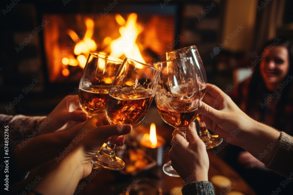 a group of friends toasting glasses of wine