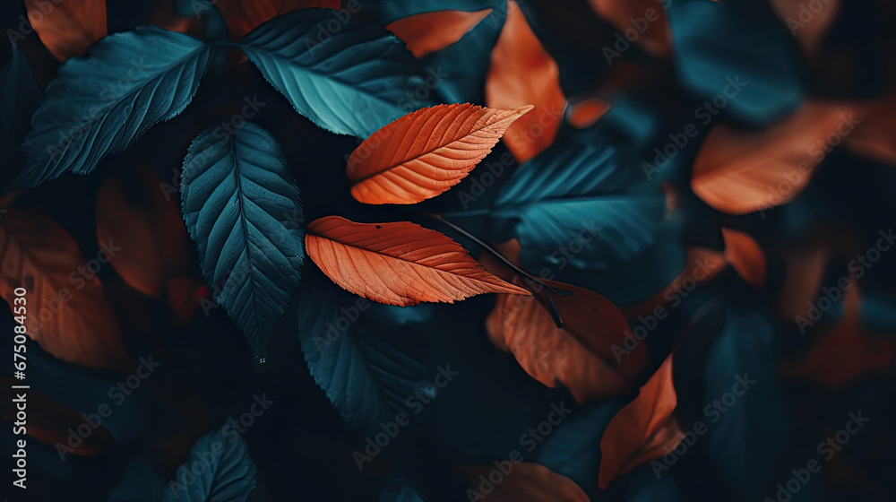 colorful autumn leaves background, a bunch of leaves with vibrant orange and green leaves