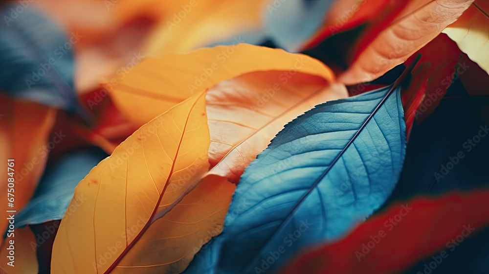 colorful autumn leaves background, a bunch of leaves with vibrant orange and green leaves