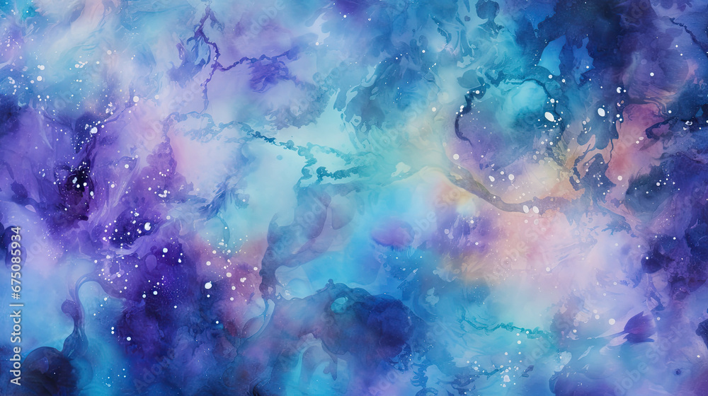 A vibrant abstract painting in shades of purple and blue, perfect for use as a background or a decorative element in graphic design projects or as a digital art print.