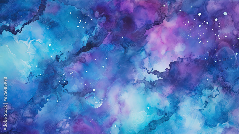 A vibrant abstract painting in shades of purple and blue, perfect for use as a background or a decorative element in graphic design projects or as a digital art print.