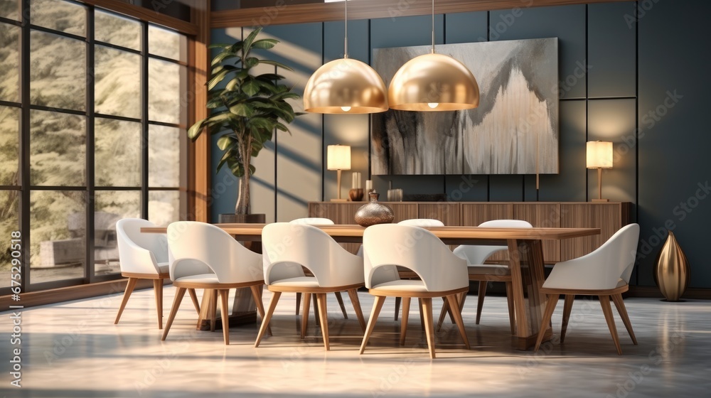 Modern Dining Room, Dining table and chairs.