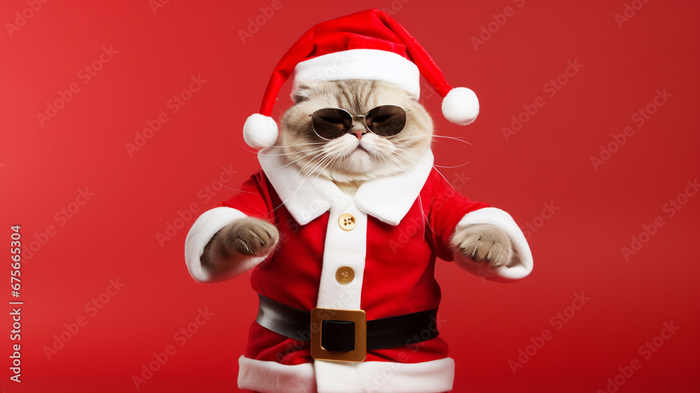 Cat in a Santa Claus costume for Christmas