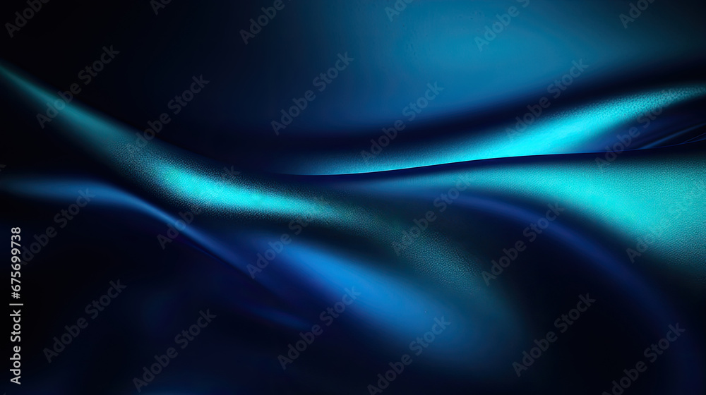 Abstract dark background. Silk satin fabric. Navy blue green, Elegant background with space for design. Soft wavy folds. Abstract Background with 3D Wave Bright blue , Christmas, birthday, anniversary