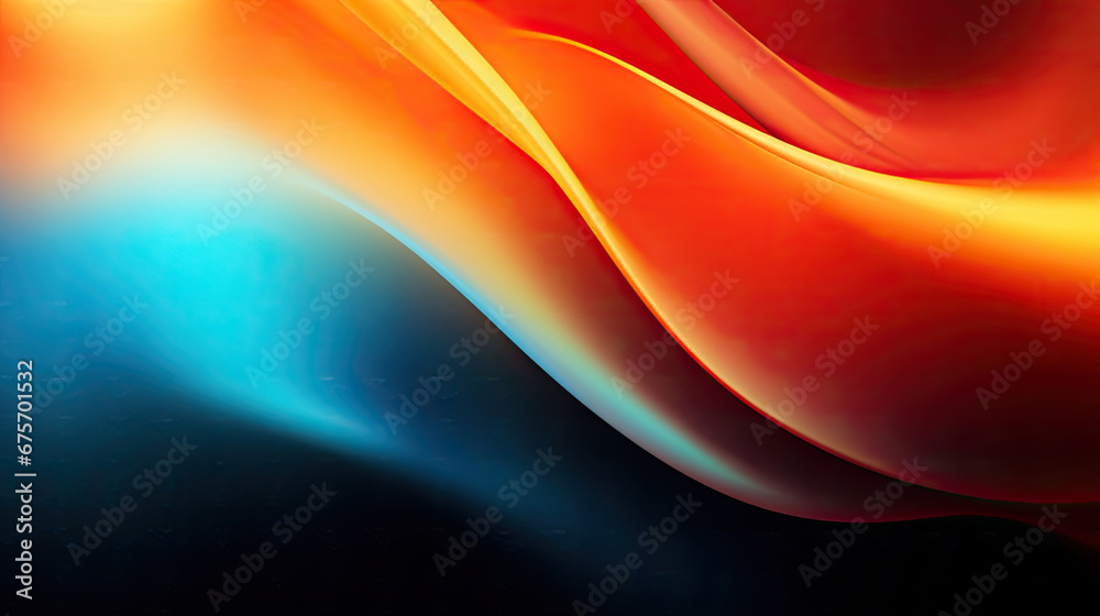 Abstract dark background. Silk satin fabric. teal orange. Elegant background with space for design. Soft wavy folds. Abstract Background with 3D Wave Bright orange , Christmas, birthday, anniversary