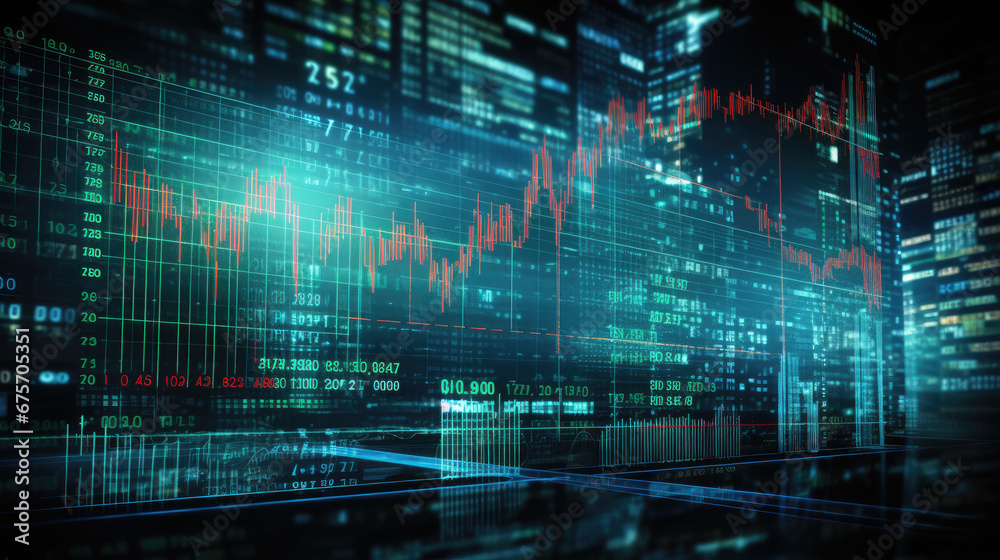 Crypto exchange market chart, Stock market data on the LED display. Business analysis concept