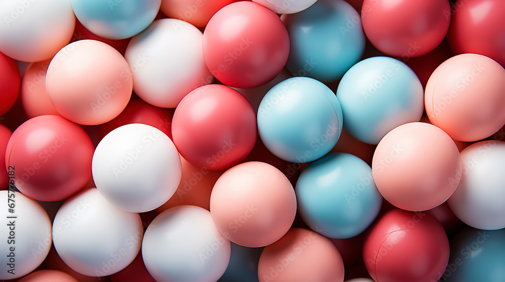 Pastel colored balls background. Abstract cute backdrop. Generative AI