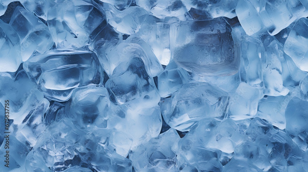 A seamless pattern of ice texture, showcasing the intricate details of frozen water. The image captures the unique crystalline structure of ice, highlighting its natural beauty and complexity.