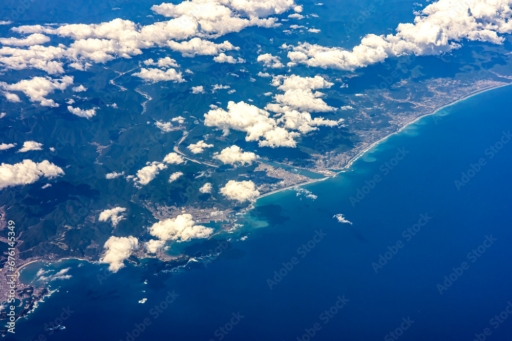 Aerial view of the Japanese coastline near Ibaraki