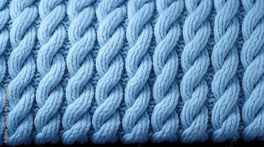 Knitted wool blue background. Handmade fabric texture. Generative AI