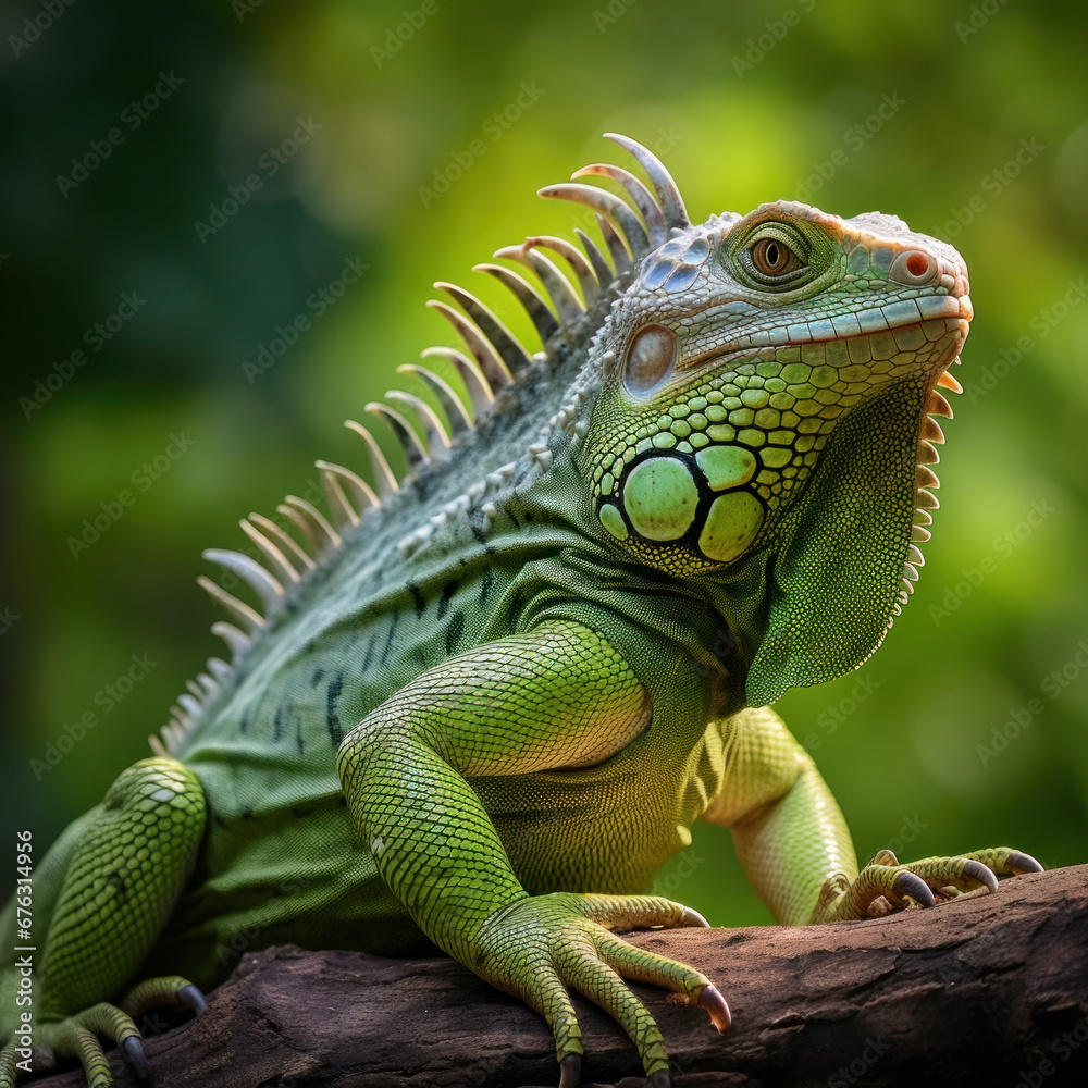 A big green iguana lizard in nature.