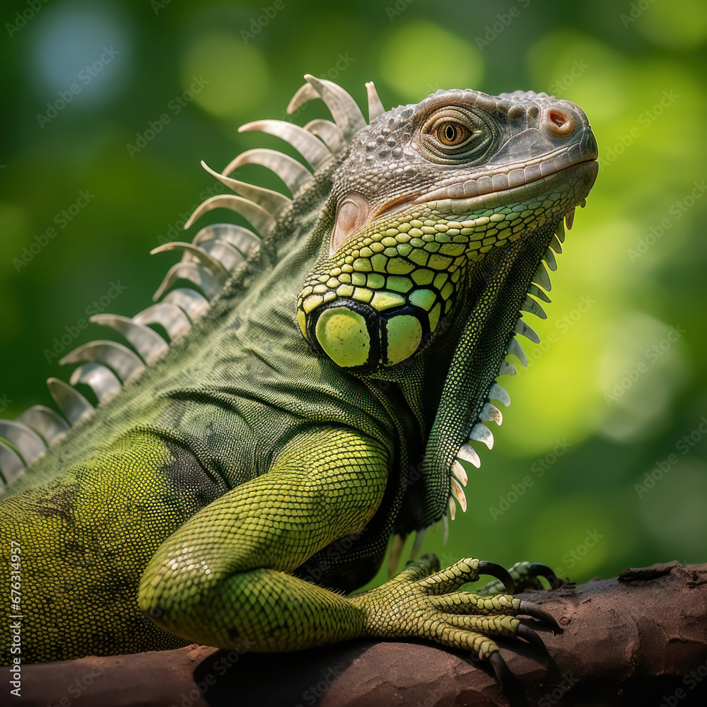 A big green iguana lizard in nature.