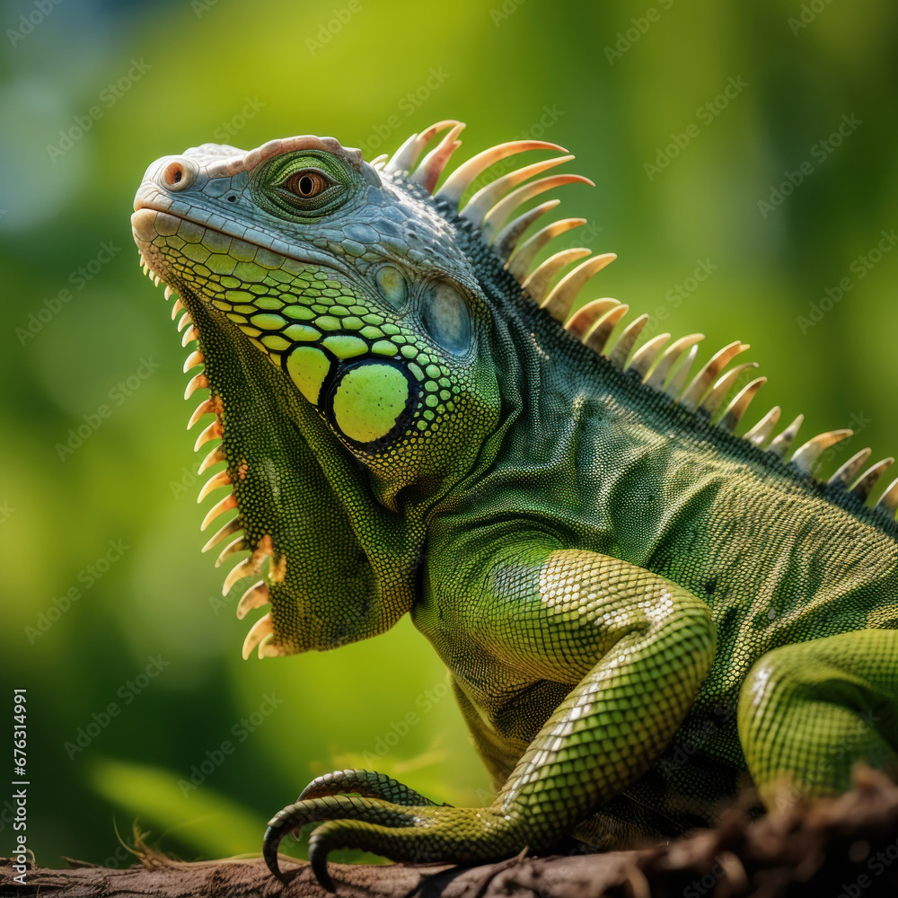 A big green iguana lizard in nature.