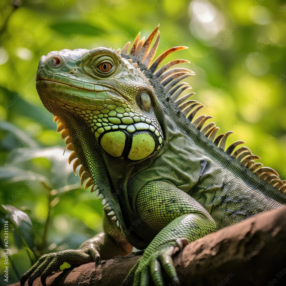 A big green iguana lizard in nature.