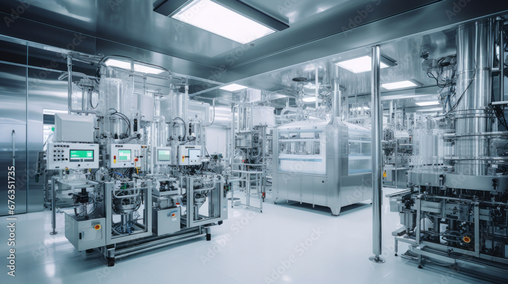 Advanced equipment inside a pharmaceutical manufacturing facility.