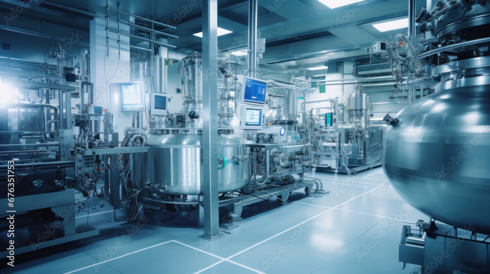 Advanced equipment inside a pharmaceutical manufacturing facility.