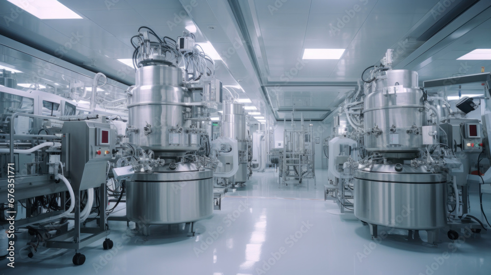 Advanced equipment inside a pharmaceutical manufacturing facility.