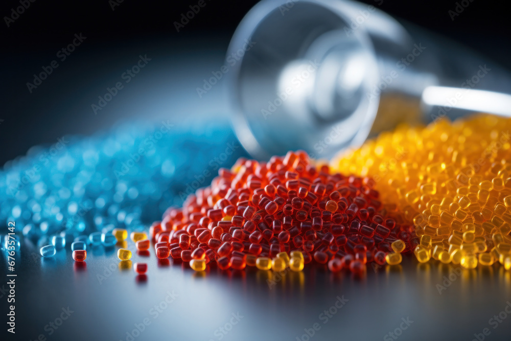 Chemical granules for industrial plastic production. plastic resin.