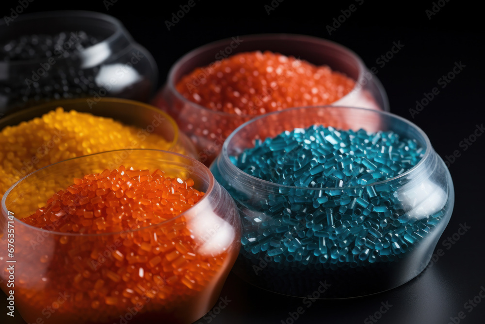 Chemical granules for industrial plastic production. plastic resin.