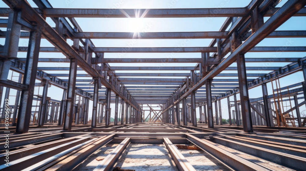 Structure of steel for building under construction.